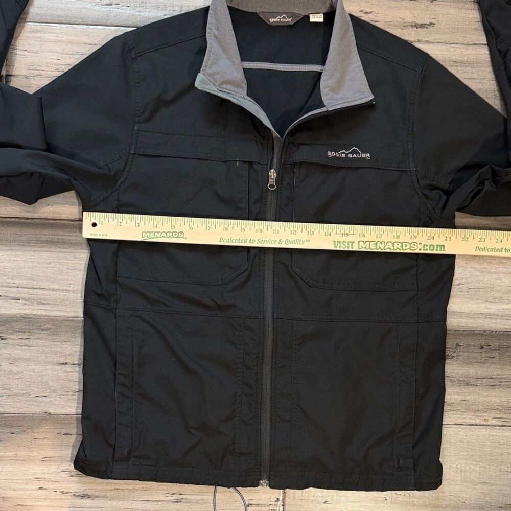 Eddie Bauer Black Lightweight Zip Jacket with Gray Collar - Picture 6 of 11